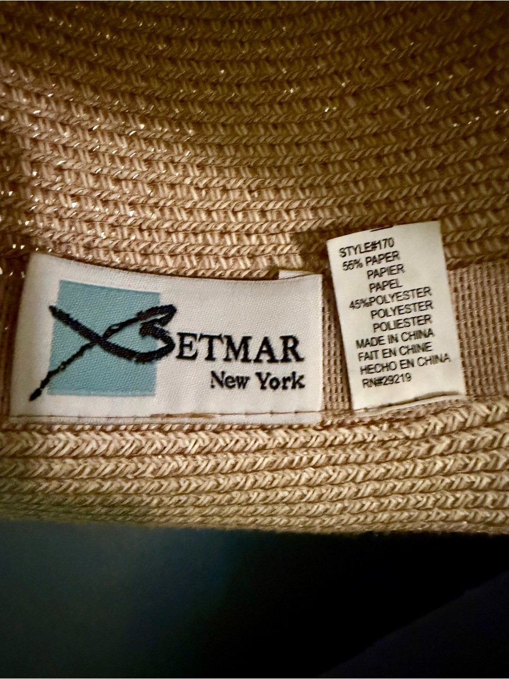 Betmar NY - Straw Fedora Hat with Metal Logo - Natural Beige - Picture 5 of 6